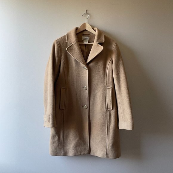 L.L. Bean | 100% Lambswool Camel Polo Coat - Size 10 - Picture 1 of 14